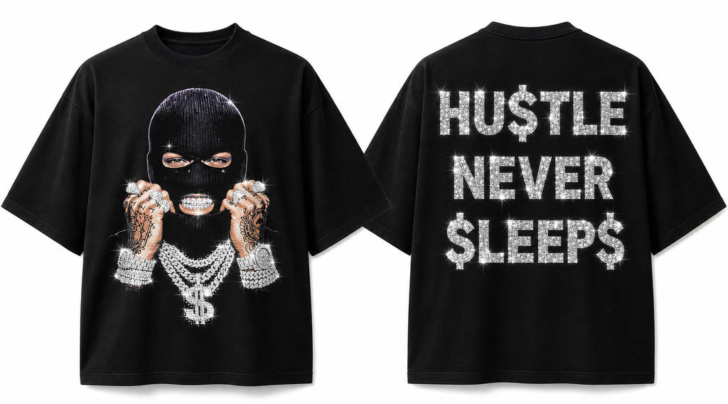 Camiseta de manga corta con diseño en piedra simulando diamantes