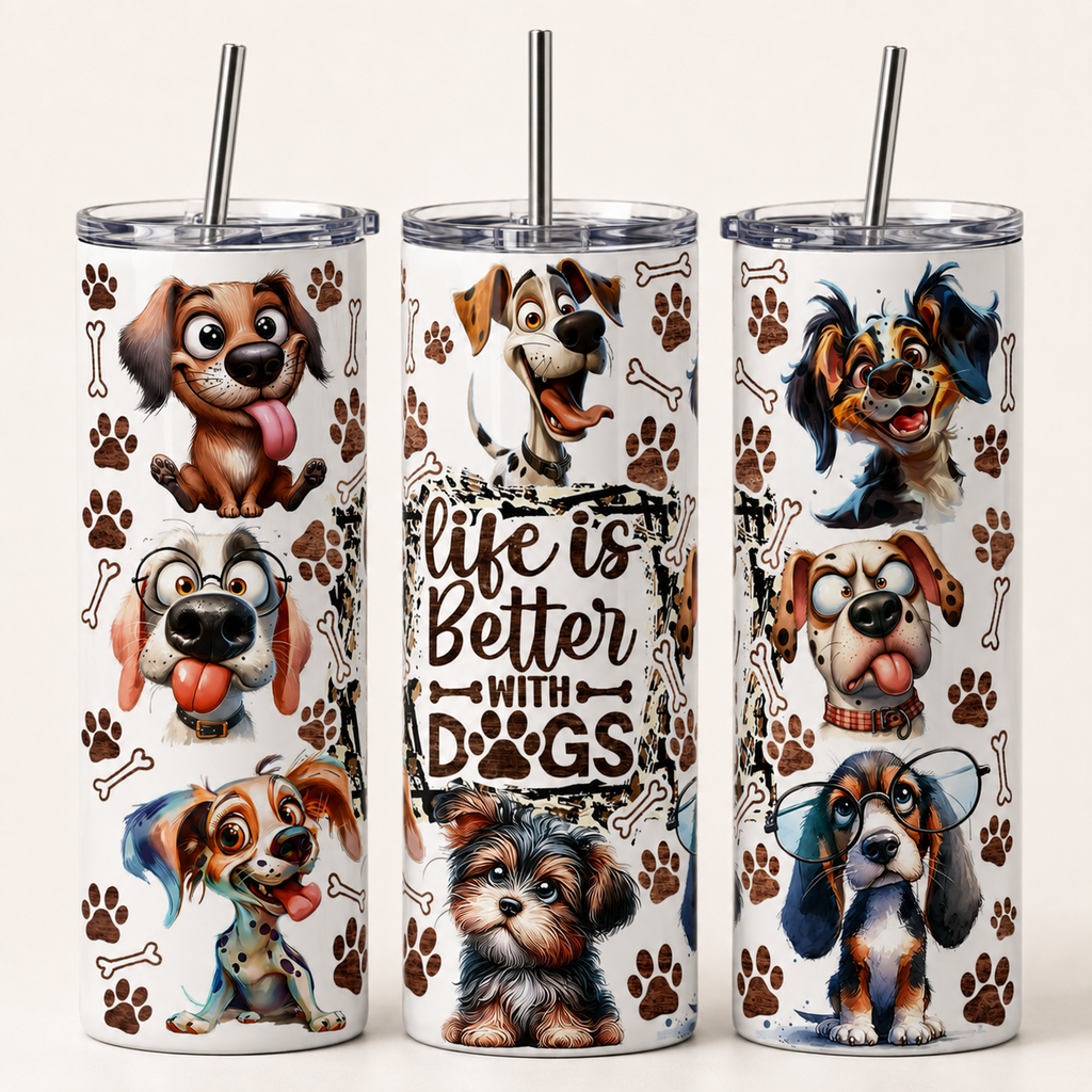 20 oz Straight Stainless Steel Tumbler with Leakproof Lid and Metal Straw
