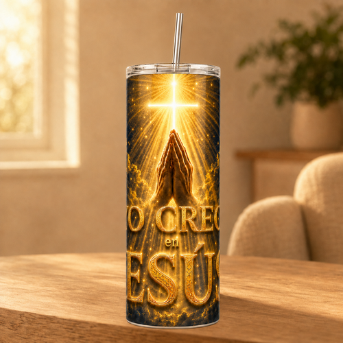20 oz Straight Stainless Steel Tumbler with Leakproof Lid and Metal Straw